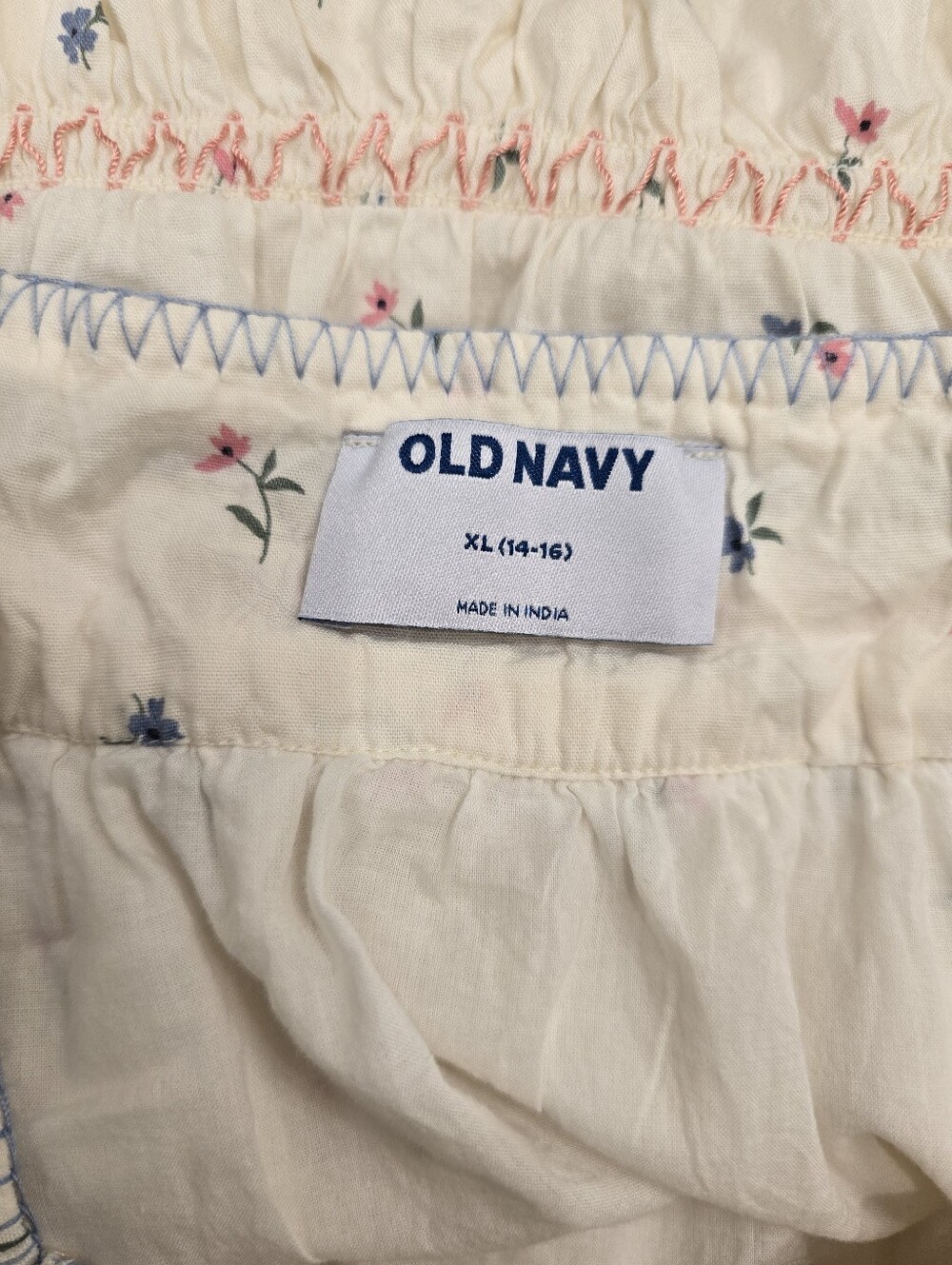 Old Navy cinched-waist dress ditsy floral embroidered Square Neckline XL 14-16 - Picture 5 of 6
